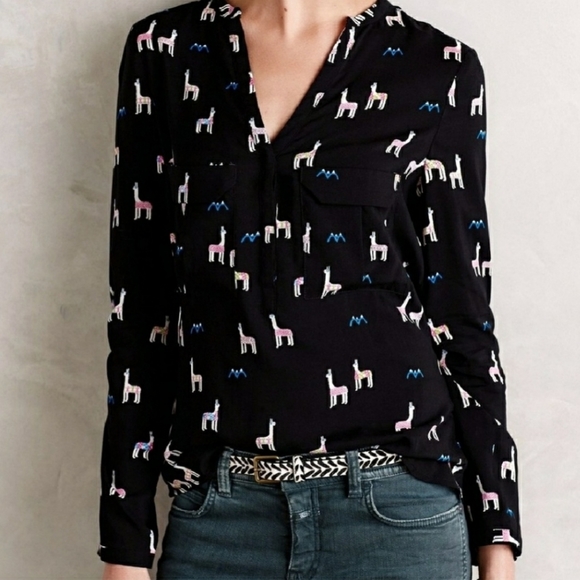 Anthropologie Tops - Maeve Llama Moonflower Print Shirt